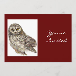 Invitación De vuelta a la naturaleza, búho, pájaro, fiesta de