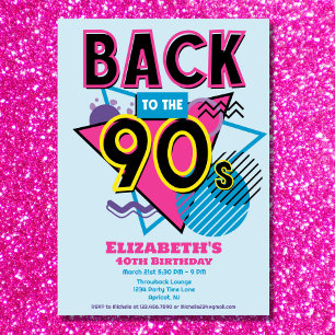 Invitación De vuelta al cumpleaños retro de los años 90