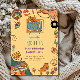Invitación De vuelta al cumpleaños retro groovy de los años 7