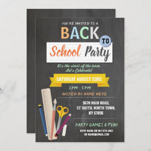 Invitación De Vuelta Al Fiesta Escolar El Profesor Chalkboard
