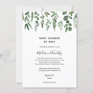 Invitación de Watercolor Greenery Baby Shower por 