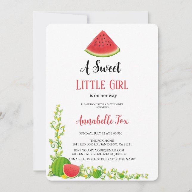 INVITACIÓN DE WATERMELON BABYSHOWER (Anverso)