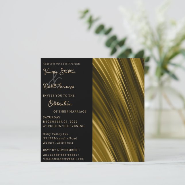 Invitación de Wavey Gold Wedding (Anverso de pie)