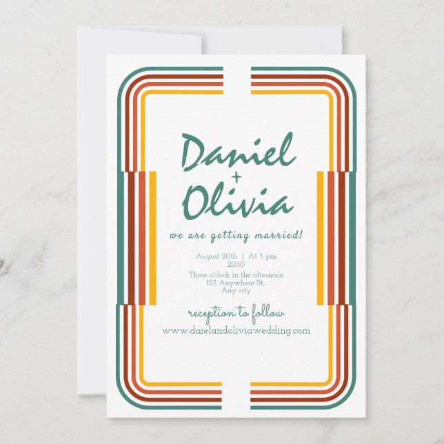 Invitación De Wed De Foto De Ilustracion De Color  (Anverso)