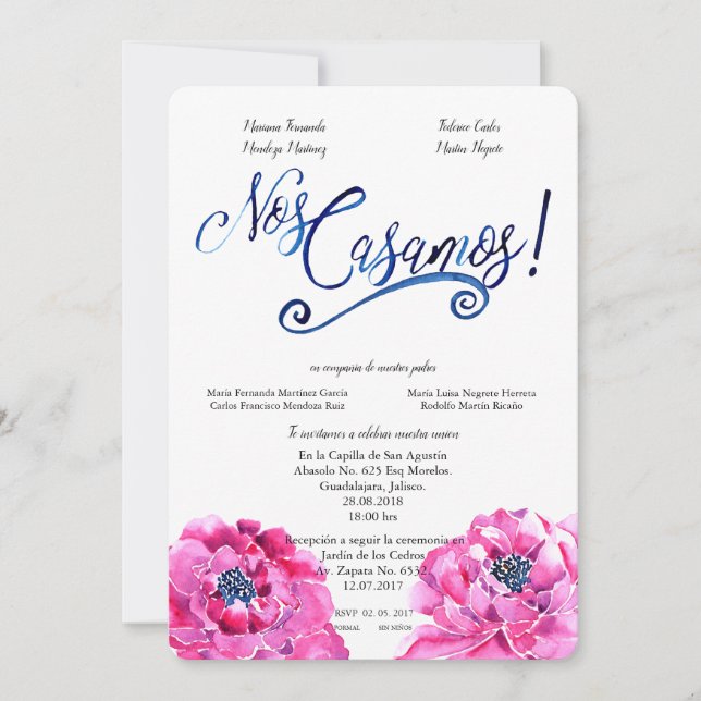 INVITACIÓN DE WEDDIN DE NOS CASAMOS Watercolor SPA (Anverso)