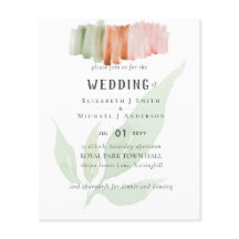 Invitación de WEDDING de color de agua de hojas mo
