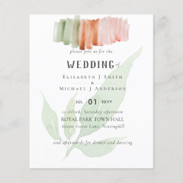Invitación de WEDDING de color de agua de hojas mo