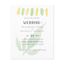 Invitación de WEDDING de color de agua de hojas mo