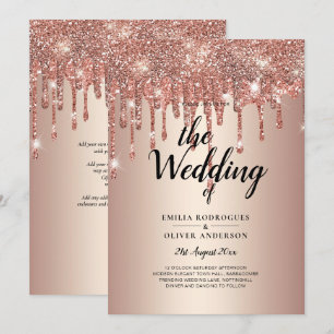 Invitación de WEDDING Purpurina Rosa de Oro de pre