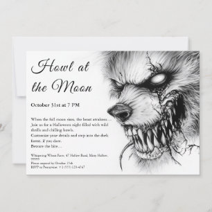 Invitación de Werewolf Halloween - Horror de luna