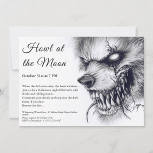 Invitación de Werewolf Halloween - Horror de luna 