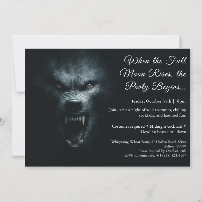 Invitación de Werewolf Howl Halloween para fiesta  (Anverso)