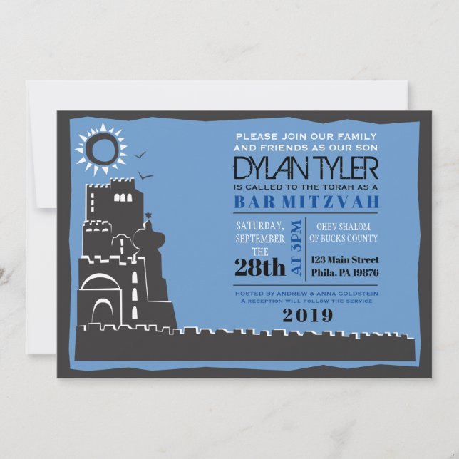 Invitación de Western Wall Israel Bar Bat Mitzvah (Anverso)