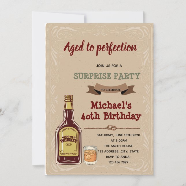 invitación de whisky envejecido a la perfección (Anverso)
