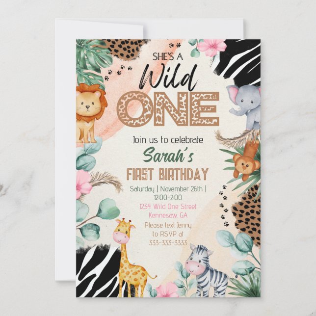 Invitación de Wild One  (Anverso)