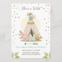 Invitación de Wild One cumpleaños Teepee Boho Chic