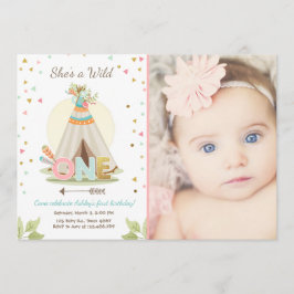 Invitación de Wild One cumpleaños Teepee Boho Chic