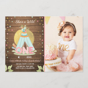 Invitación de Wild One cumpleaños Teepee Boho Chic