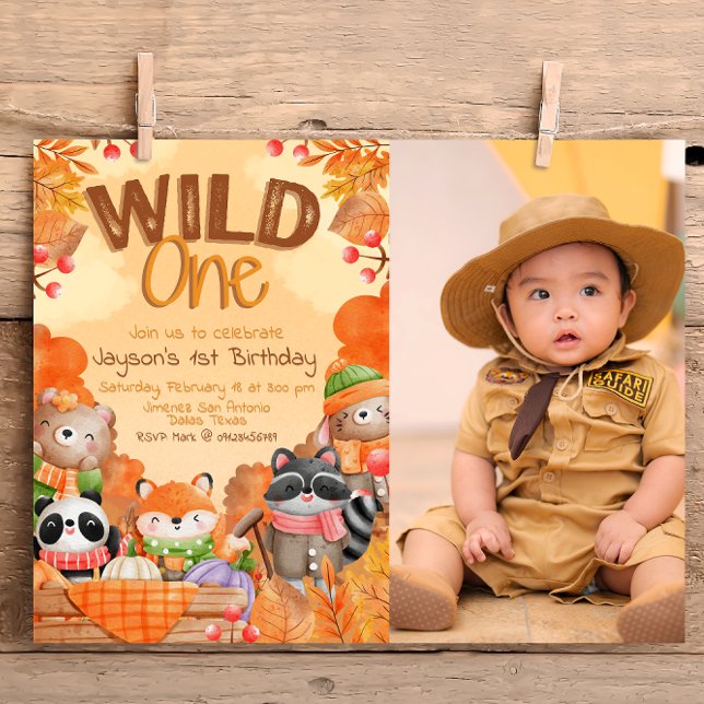 Invitación de Wild One Woodlands con foto (Subido por el creador)
