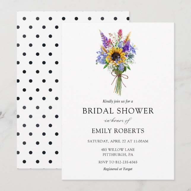 Invitación de Wildflower Bridal Shower (Anverso / Reverso)
