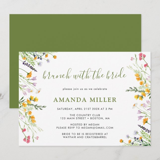 Invitación de Wildflowers Bridal Shower Brunch (Anverso / Reverso)