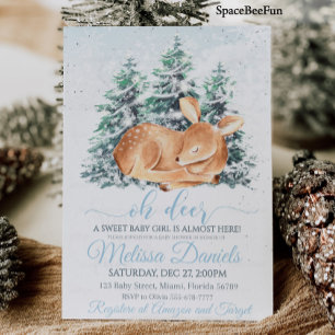 Invitación de Winter Deer Baby Shower Boy Deer Win