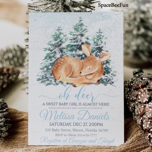 Invitación de Winter Deer Baby Shower Boy Deer Win (Winter Deer Baby Shower invitation Boy Deer Winter Deer Boy Invite  It's Cold Outside Christmas )