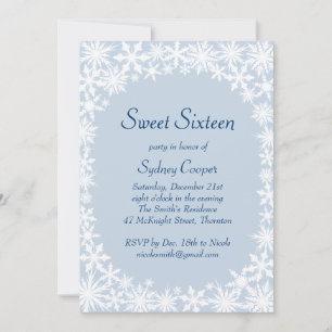 Invitación de Winter Lace Icy Blue Sweet Dieciséis