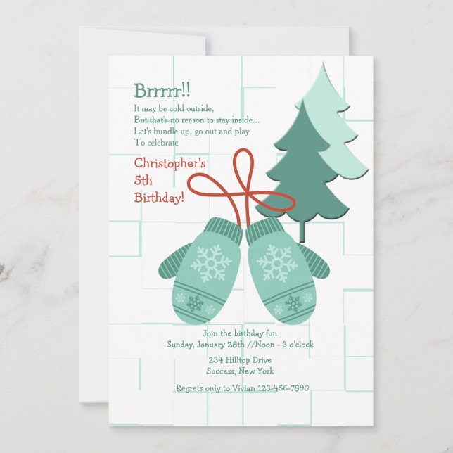 Invitación de Winter Mittens (Anverso)