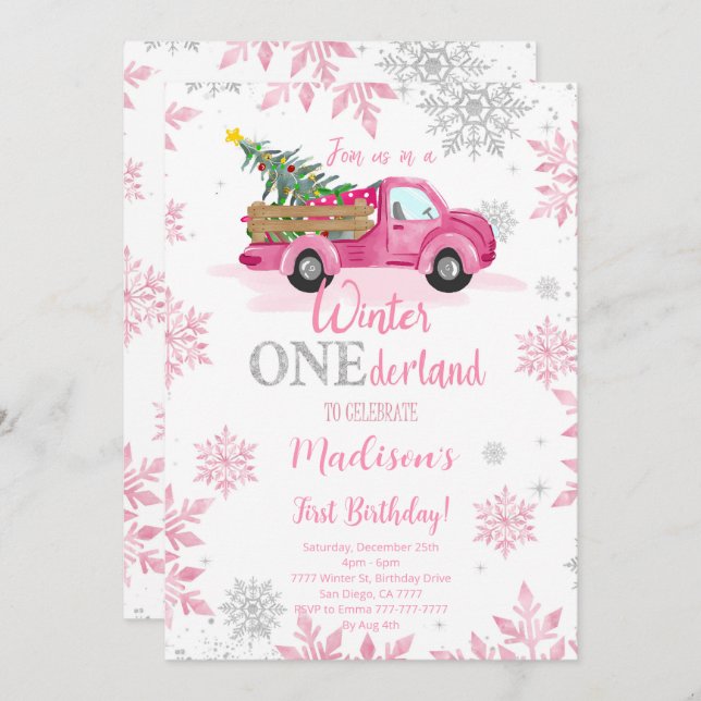 Invitación de Winter ONEderland (Anverso / Reverso)