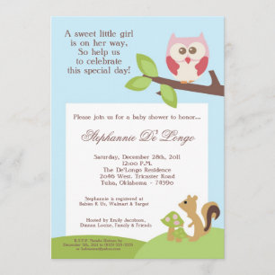 Invitación de Woodla Baby Shower del chica del