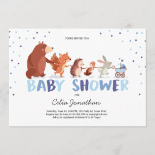 Invitación de Woodland Baby Shower Boy Forest Anim
