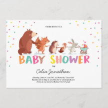 Invitación de Woodland Baby Shower Forest Animals