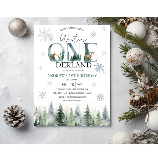 Invitación de Woodland Winter ONEderland (Subido por el creador)
