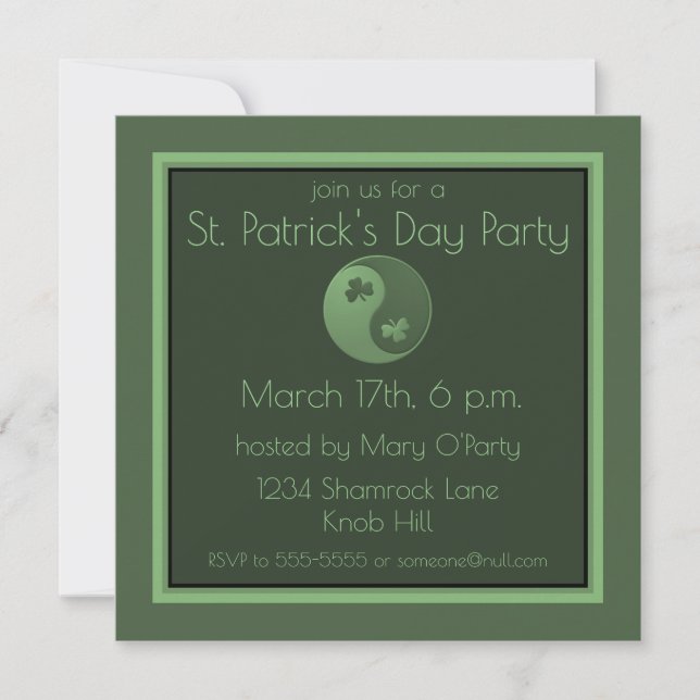 Invitación de Yin Yang Shamrock St. Patrick's Day (Anverso)