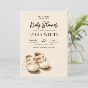Invitación de zapatillas de bebé para baby shower,