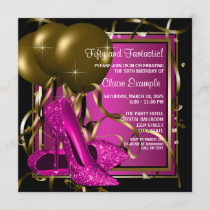 Invitación de zapato de tacón alto de oro negro ma
