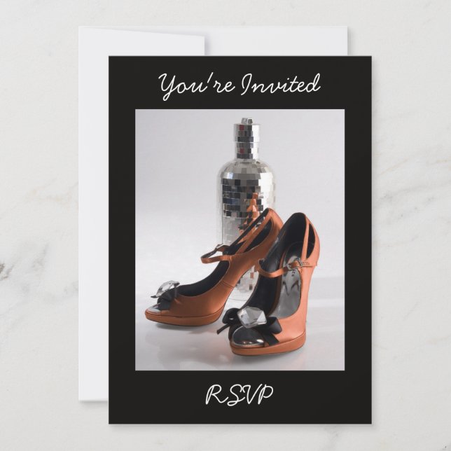 Invitación de zapato para fiesta, estás invitado,  (Anverso)