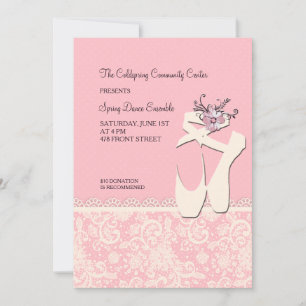 Invitación de zapatos de ballet blancos