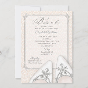 Invitación de Zapatos de Novia con Bordado en Dama