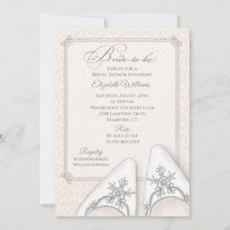Invitación de Zapatos de Novia con Bordado en Dama