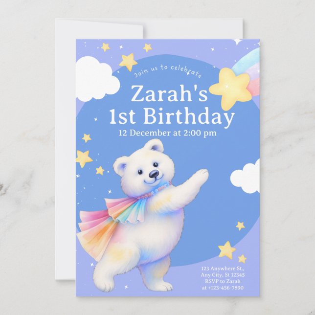 Invitación de Zarah el Oso Polar Bailarín (Anverso)