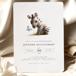 Invitación de Zebra Baby Shower Blue Boy
