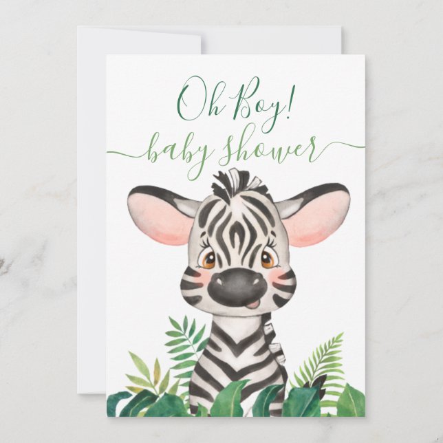 Invitación de zebra de Baby Shower Jungle (Reverso)
