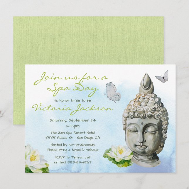 Invitación de Zen Spa Bridal Shower (Anverso / Reverso)