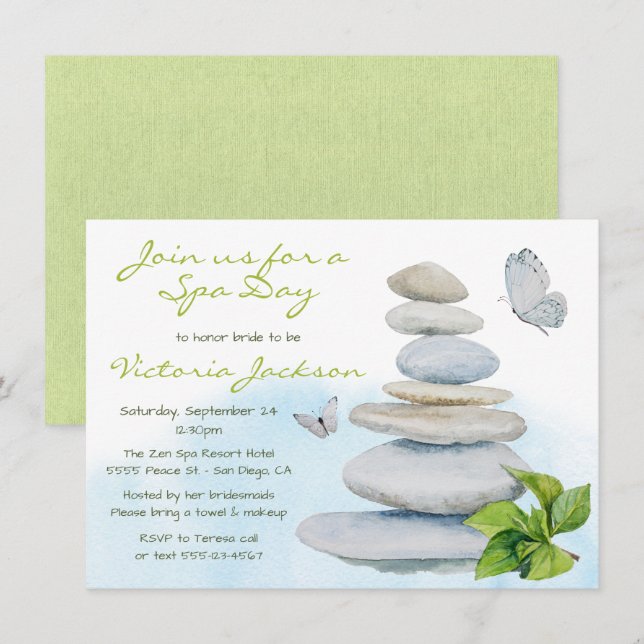 Invitación de Zen Spa Bridal Shower (Anverso / Reverso)