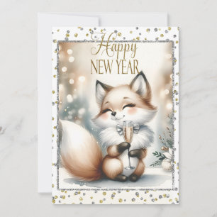 Invitación de zorro de Navidad y Año Nuevo persona