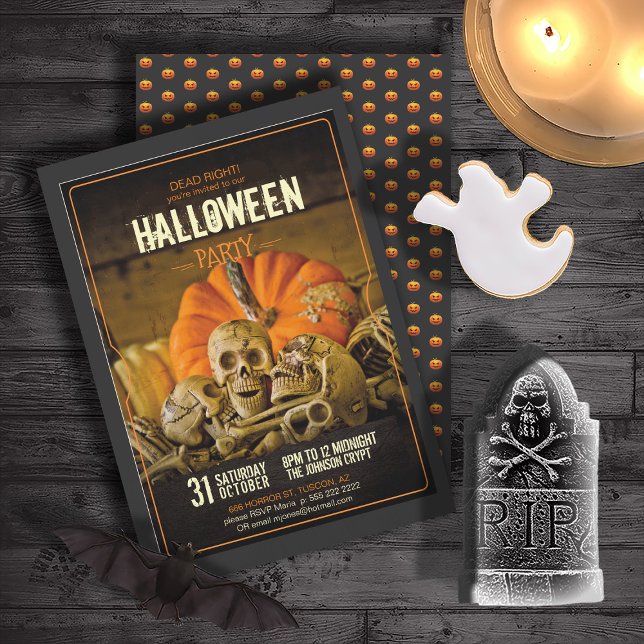 Invitación Dead Right Estás invitado a la fiesta de Halloween (Front/Back In Situ)