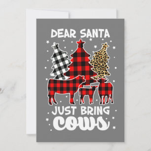 Invitación Dear Santa Just Bring Cows Christmas Buffalo Plaid