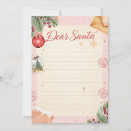 Invitación  Dear Santa Letter Template | Pastel Pink & Gold
